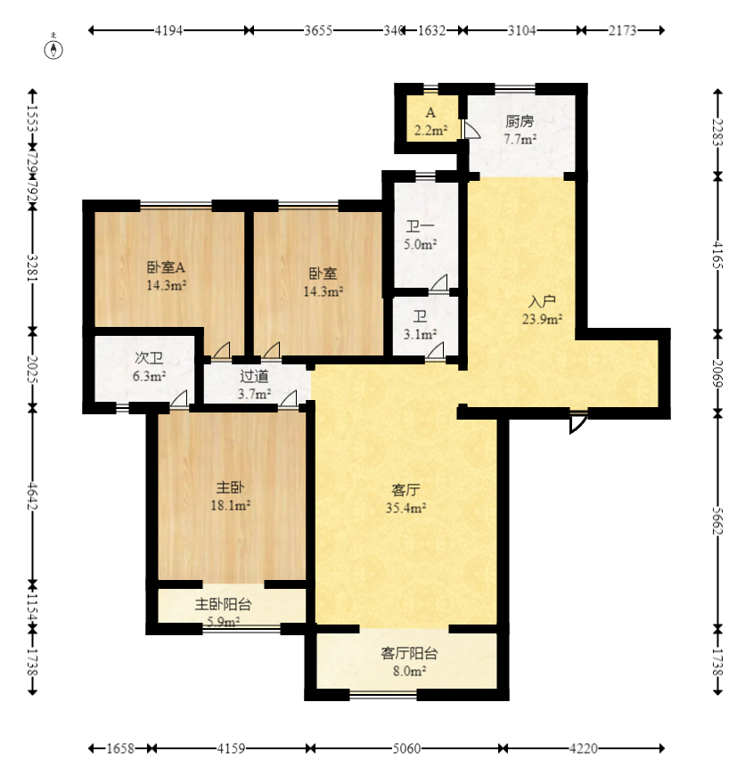 星电恬园  3室2厅2卫    120.0万 星电恬园  3室2厅2卫    120.0万户型图