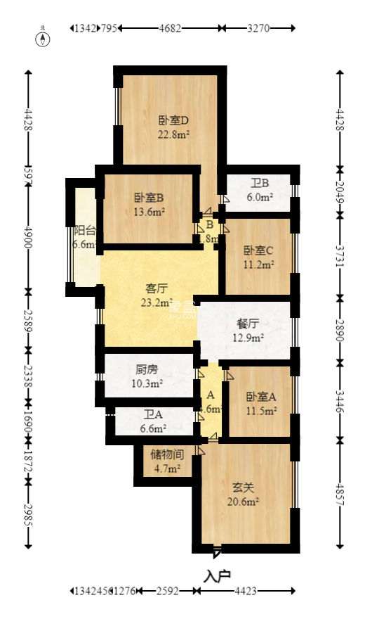 天健芙蓉盛世一期  4室2厅1卫   170.00万