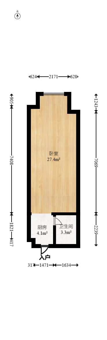 润和滨江府  1室1厅1卫    28.0万室内图1