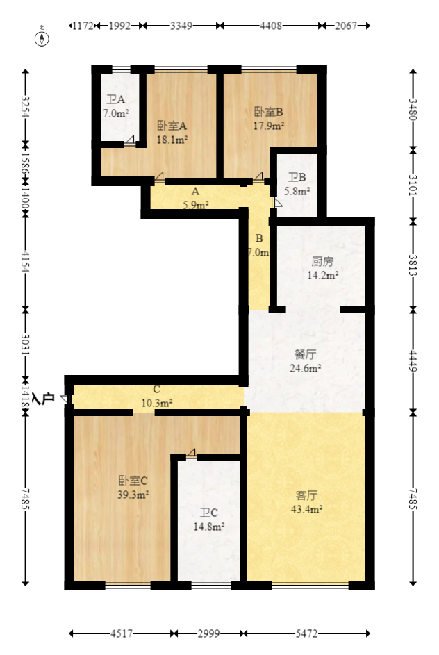 润和滨江湾  4室2厅2卫   648.00万室内图1