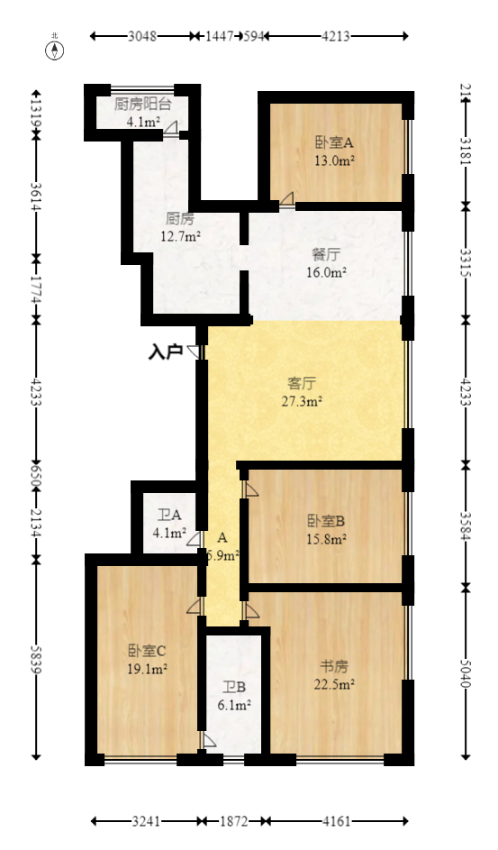 远洋外滩壹号  4室2厅1卫   550.00万室内图1