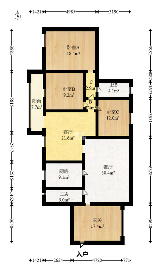 天健芙蓉盛世一期  4室2厅2卫   165.00万