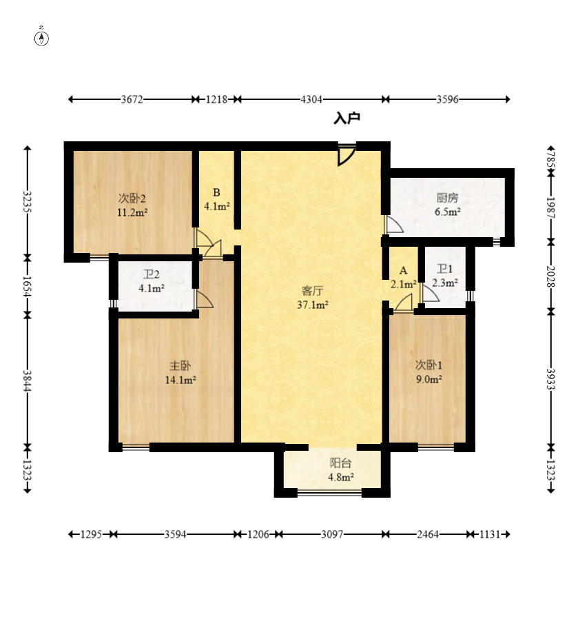 中建悦和城  3室2厅2卫   129.90万室内图1