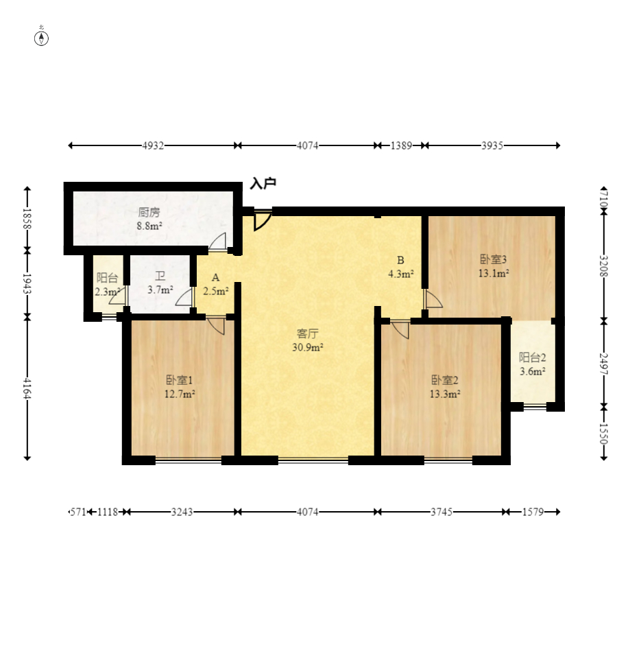 长大彩虹都  3室2厅2卫    77.0万 长大彩虹都  3室2厅2卫    77.0万户型图