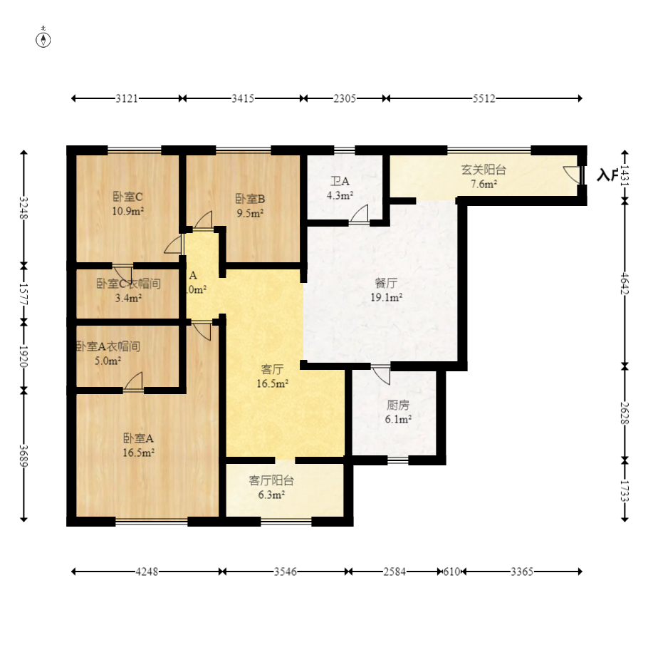 钰龙天下二期(钰龙佳园) 3室2厅1卫 243.0万 钰龙天下二期(钰龙佳园) 3室2厅1卫 243.0万户型图