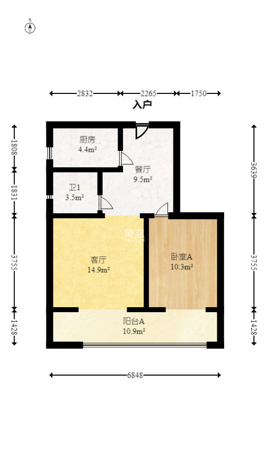 五江天街北区  2室2厅1卫   86.00万