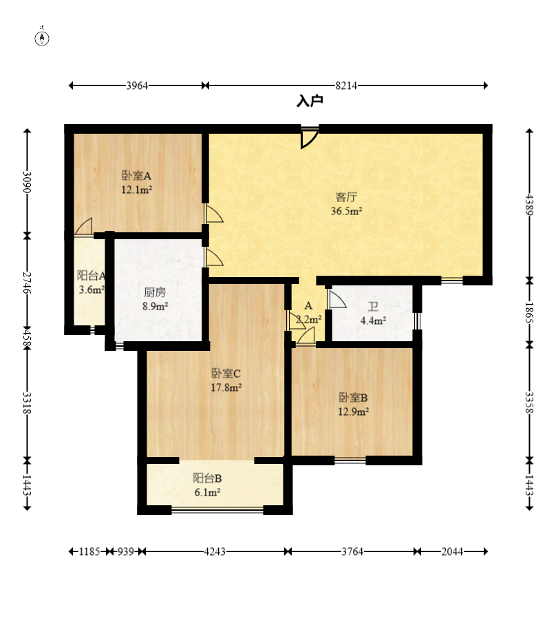 新家园  3室2厅1卫   79.80万室内图1