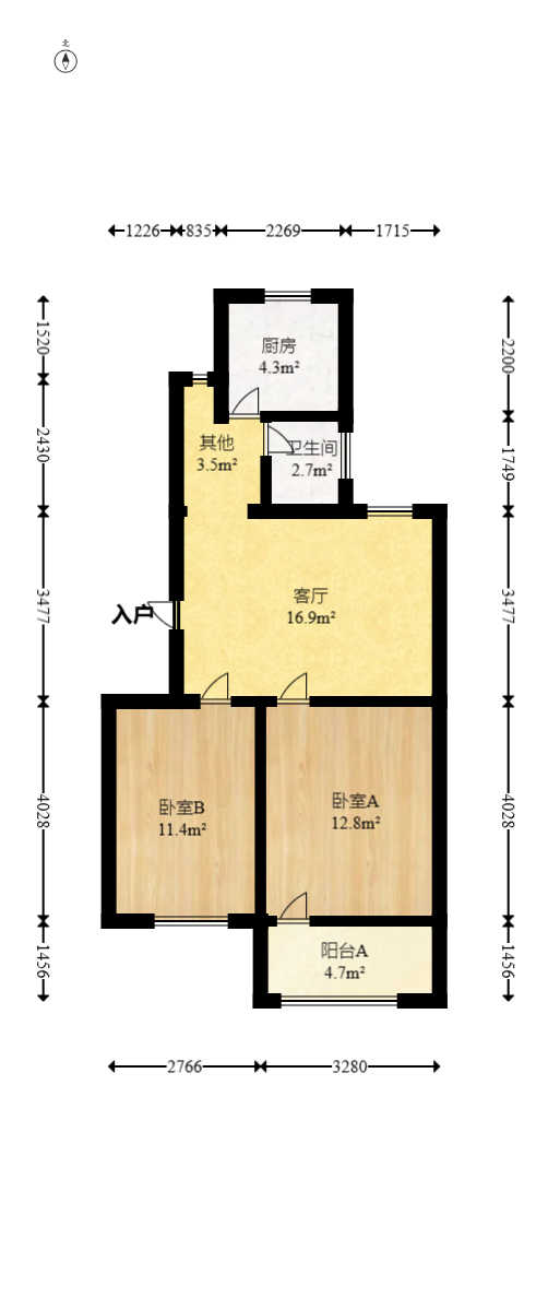 省水院宿舍  2室1厅1卫   68.00万室内图1