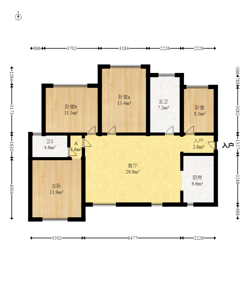 山水湾 4室2厅1卫 105.0万 山水湾 4室2厅1卫 105.0万户型图