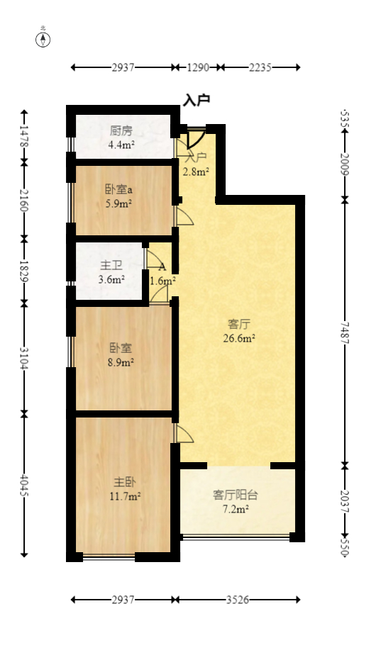 保利香槟国际  3室1厅1卫   62.80万室内图1