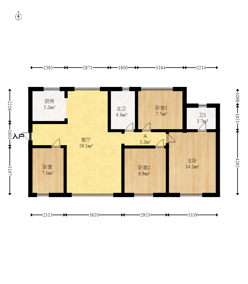 保利香槟国际  4室2厅2卫   108.00万室内图1
