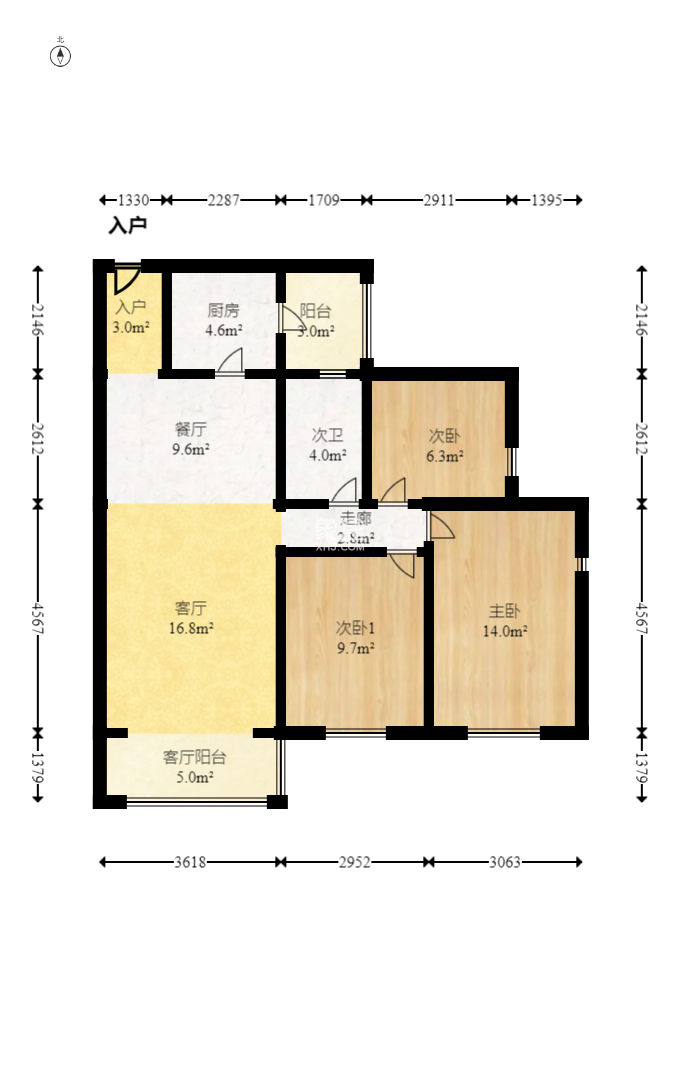 华兴荣小区  3室1厅1卫   138.00万