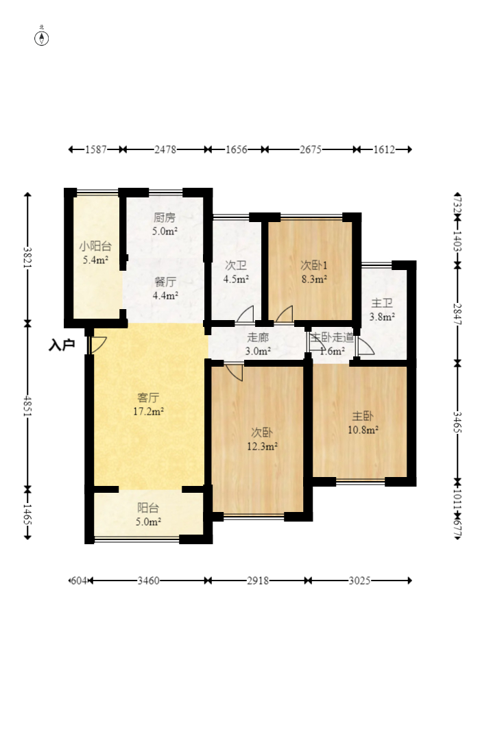 省水电工程建设总公司  2室2厅1卫   68.00万室内图1