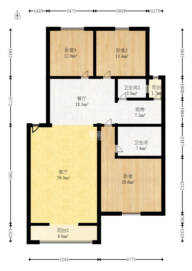 创业乐园 3室2厅2卫 60.0万 创业乐园 3室2厅2卫 60.0万户型图