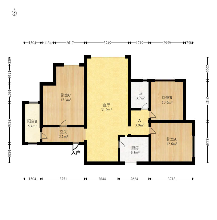 悦湖山 3室2厅1卫 70.00万 悦湖山 3室2厅1卫 70.00万户型图