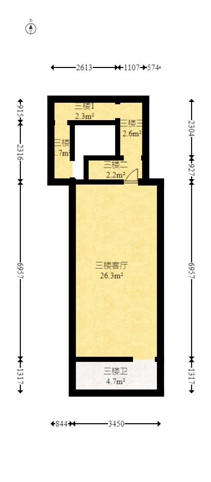楠木厅散盘  3室1厅1卫   175.00万室内图1