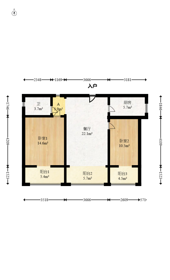 古堆山巷  2室2厅1卫   35.00万室内图1