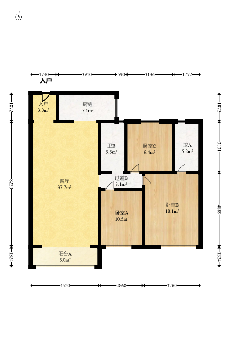 碧桂园南城首府（东宸林海）  3室2厅2卫   85.00万室内图1