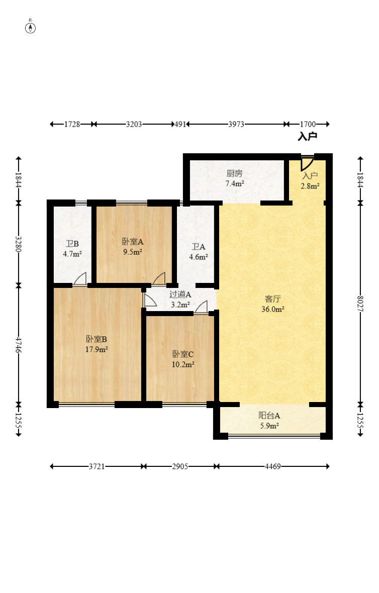 碧桂园南城首府(东宸林海)  3室2厅2卫    80.0万 碧桂园南城首府(东宸林海)  3室2厅2卫    80.0万户型图