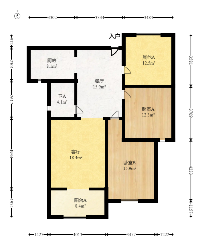 翡翠云天  3室2厅2卫   78.80万室内图1