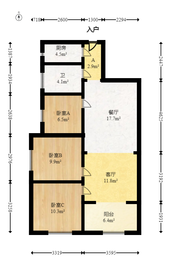 佛奥康桥水岸  3室2厅1卫   58.00万室内图1