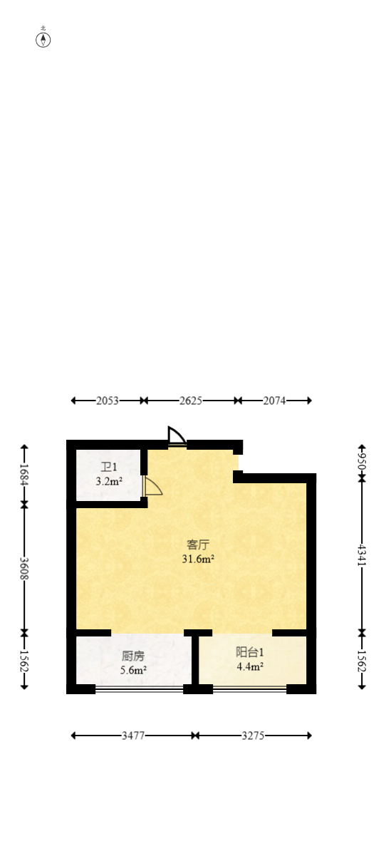 尊邸华庭  2室2厅2卫   82.00万室内图1