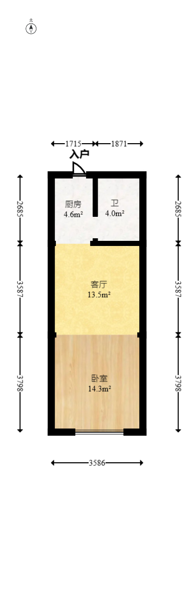 保利麓谷林语I区  1室1厅1卫   30.00万室内图1