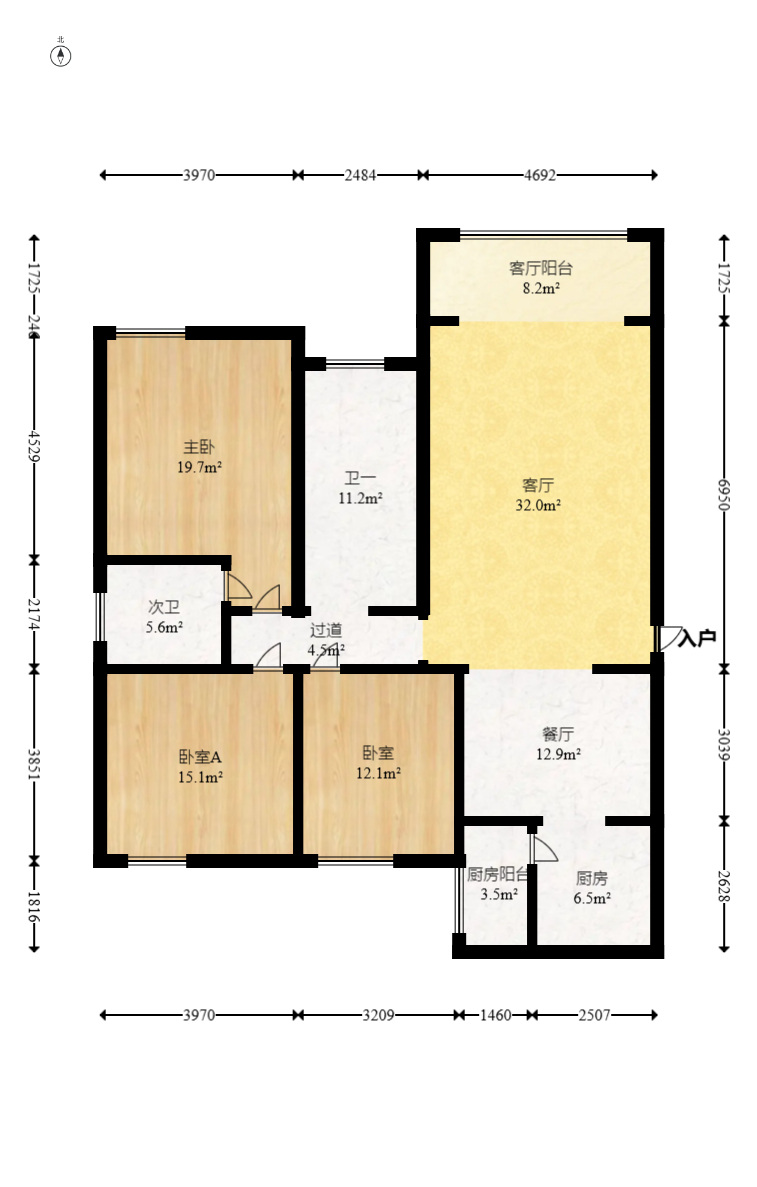 松雅湖金岸 3室2厅2卫 106.0万 松雅湖金岸 3室2厅2卫 106.0万户型图