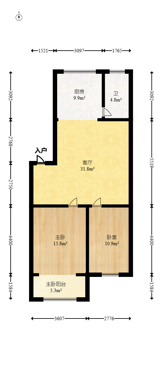 湘绣城  2室2厅1卫   55.00万室内图1