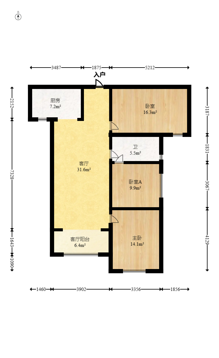 金科时代中心 3室2厅1卫 79.8万 金科时代中心 3室2厅1卫 79.8万户型图