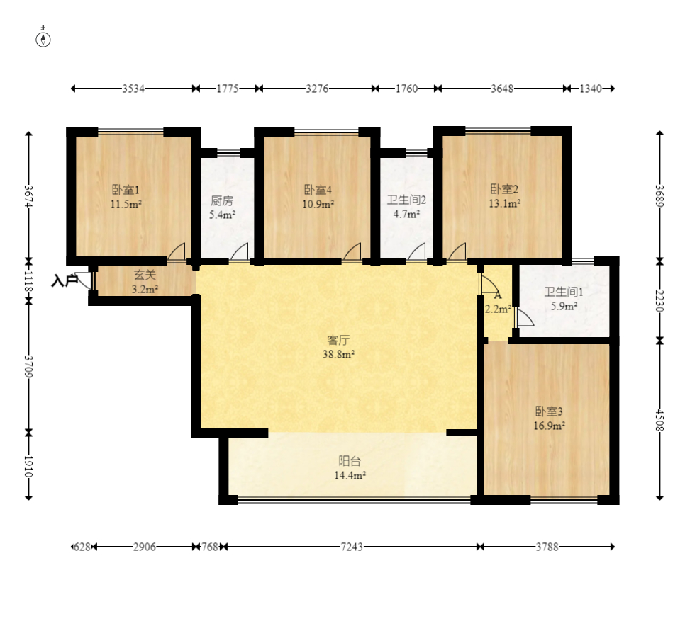 润和又一城  4室2厅2卫    106.8万 润和又一城  4室2厅2卫    106.8万户型图