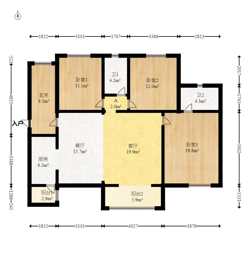 时代倾城四期 4室2厅2卫 120.00万 时代倾城四期 4室2厅2卫 120.00万户型图