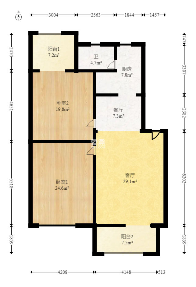 翡翠林居  2室2厅1卫   80.00万