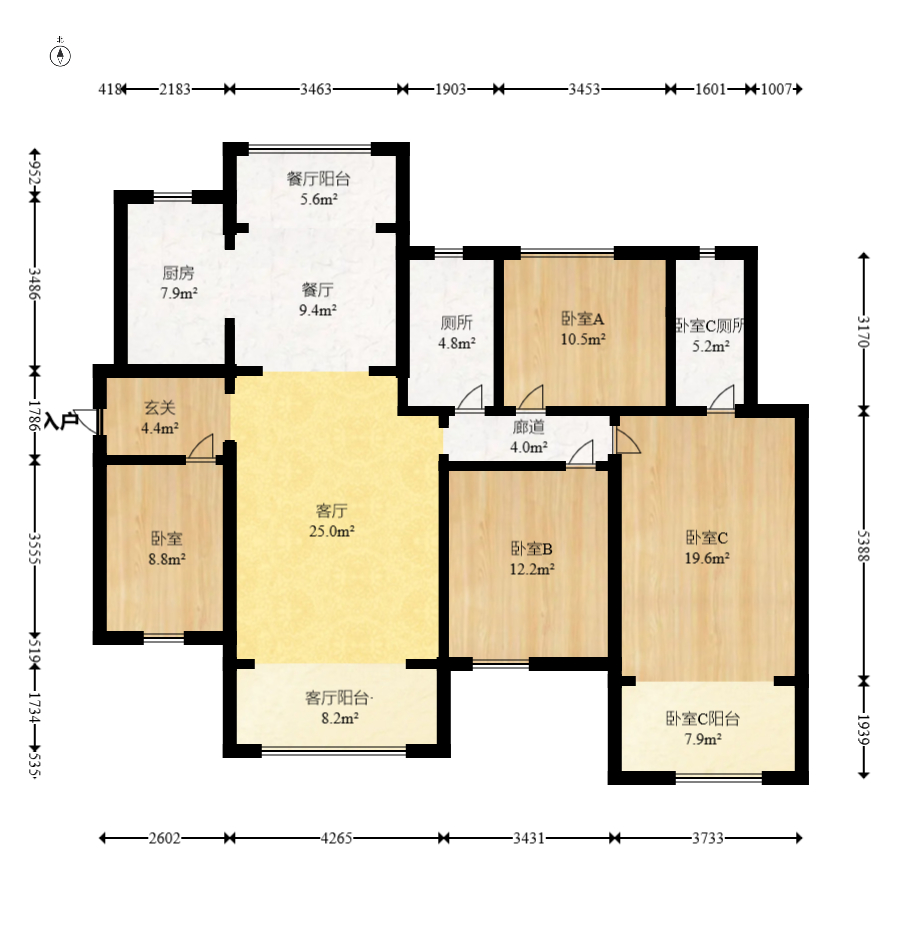 保利天汇  4室2厅2卫   249.00万室内图1