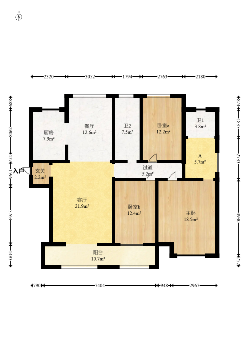 新城国际花都 3室2厅2卫 91.9万 新城国际花都 3室2厅2卫 91.9万户型图