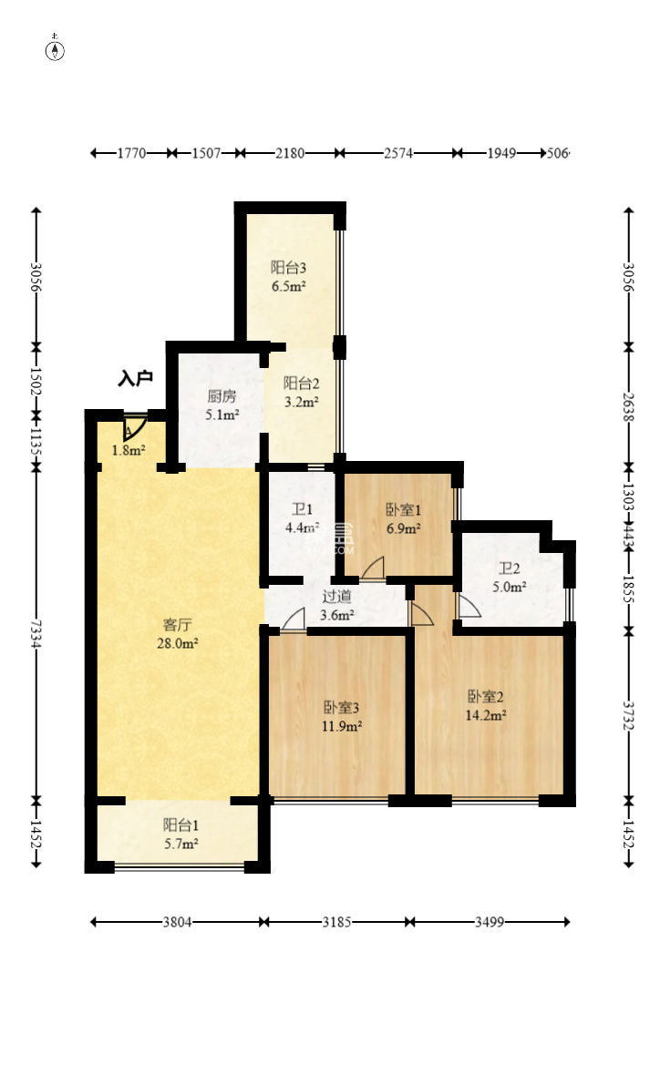 勤诚达境界城  3室2厅2卫    95.0万