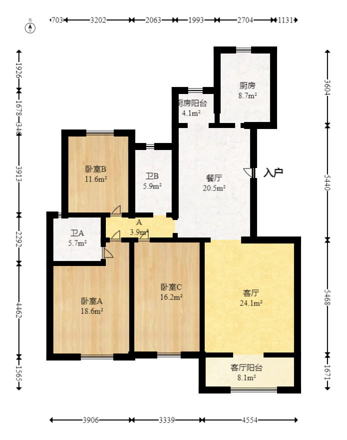 八方小区D区  4室2厅2卫   420.00万室内图1