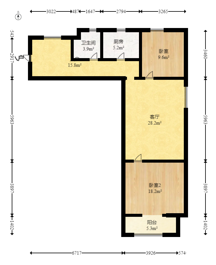 明天一城  3室2厅1卫    45.8万室内图1