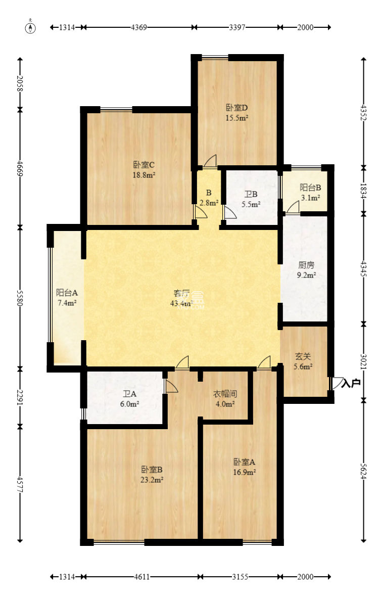 凯乐国际城  4室2厅2卫    236.0万