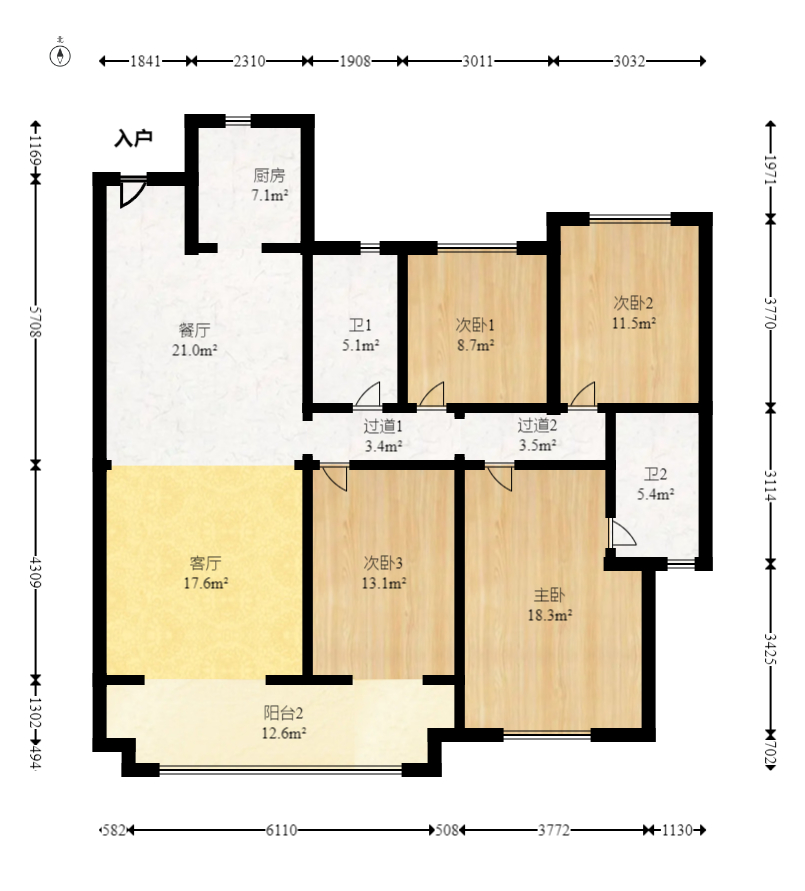 龙湖春江天玺 4室2厅2卫 188.0万 龙湖春江天玺 4室2厅2卫 188.0万户型图