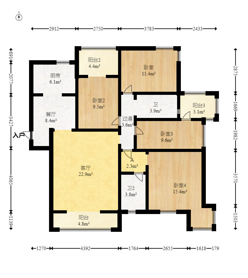 西城龙庭  4室2厅2卫   149.00万室内图1