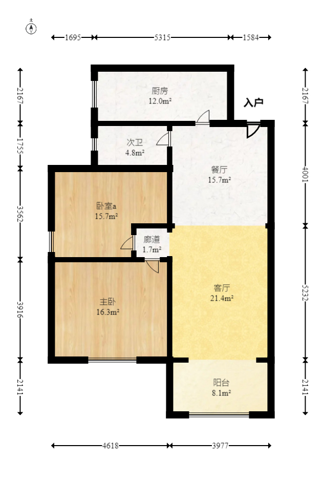 麓谷锦和园  2室2厅1卫   65.00万室内图1