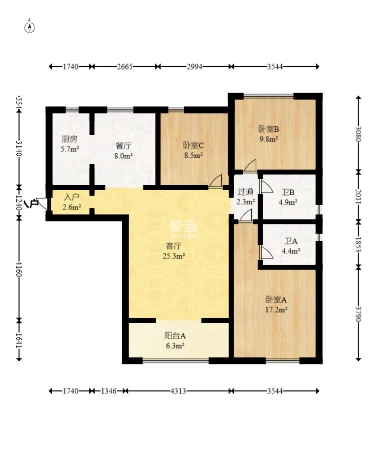 中建嘉和城  1室1厅1卫   118.00万