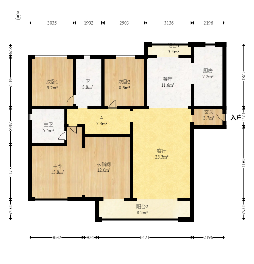 长沙融创城 4室2厅2卫 119.0万 长沙融创城 4室2厅2卫 119.0万户型图