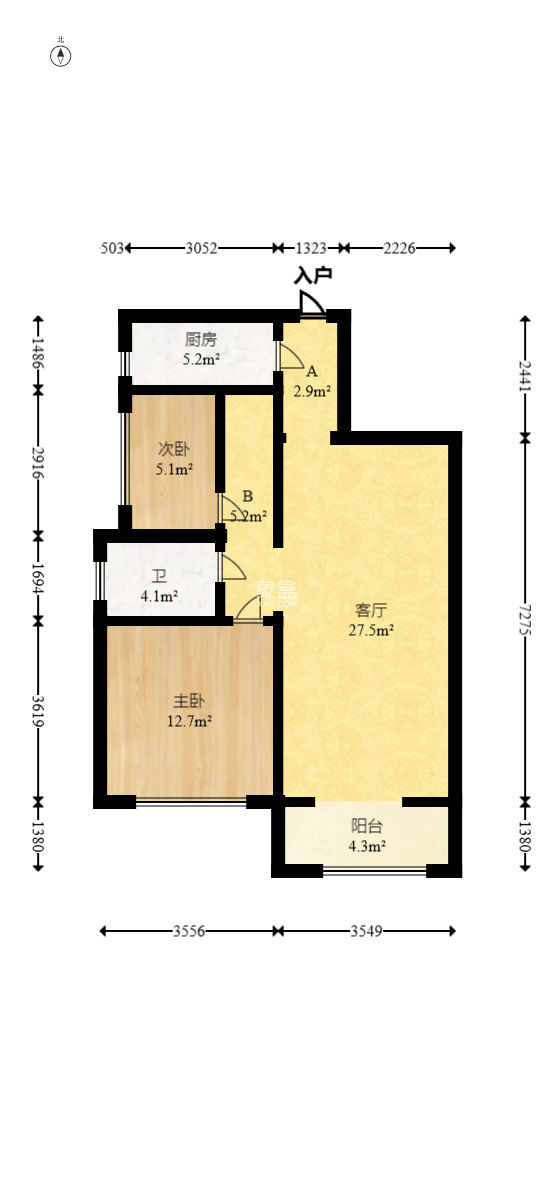 国泰九龙湾  2室2厅1卫   74.00万