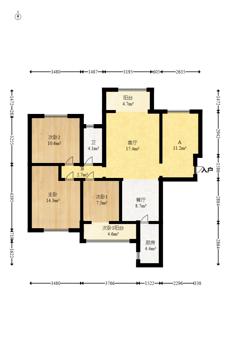 家和院 4室2厅1卫 95.0万 家和院 4室2厅1卫 95.0万户型图