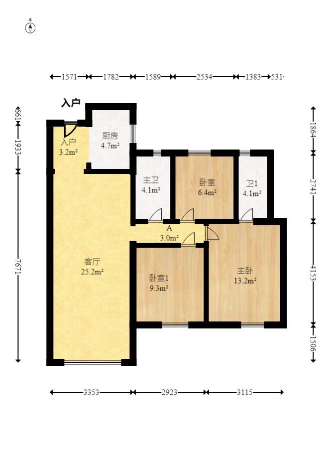 碧桂园翘楚棠 3室2厅2卫 75.0万 碧桂园翘楚棠 3室2厅2卫 75.0万户型图