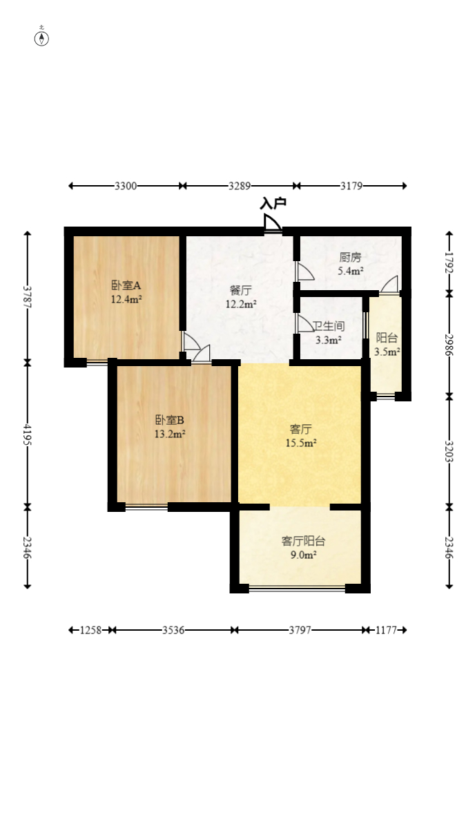 天悦嘉园  2室2厅2卫    58.0万室内图1