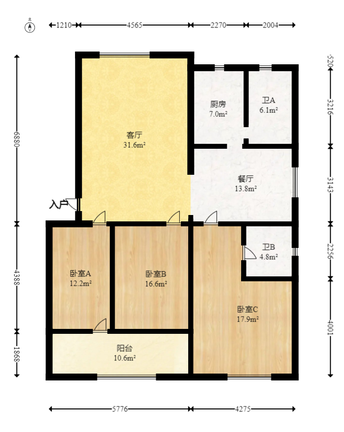 学府华庭 3室2厅2卫 75.0万 学府华庭 3室2厅2卫 75.0万户型图