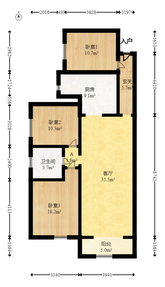 润和滨江府  3室2厅1卫   112.00万室内图1